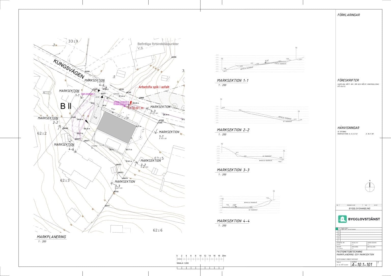 Markplaneringsritning & Marksektionsritning 80 Markplanerings- och marksektionsritning exempel
