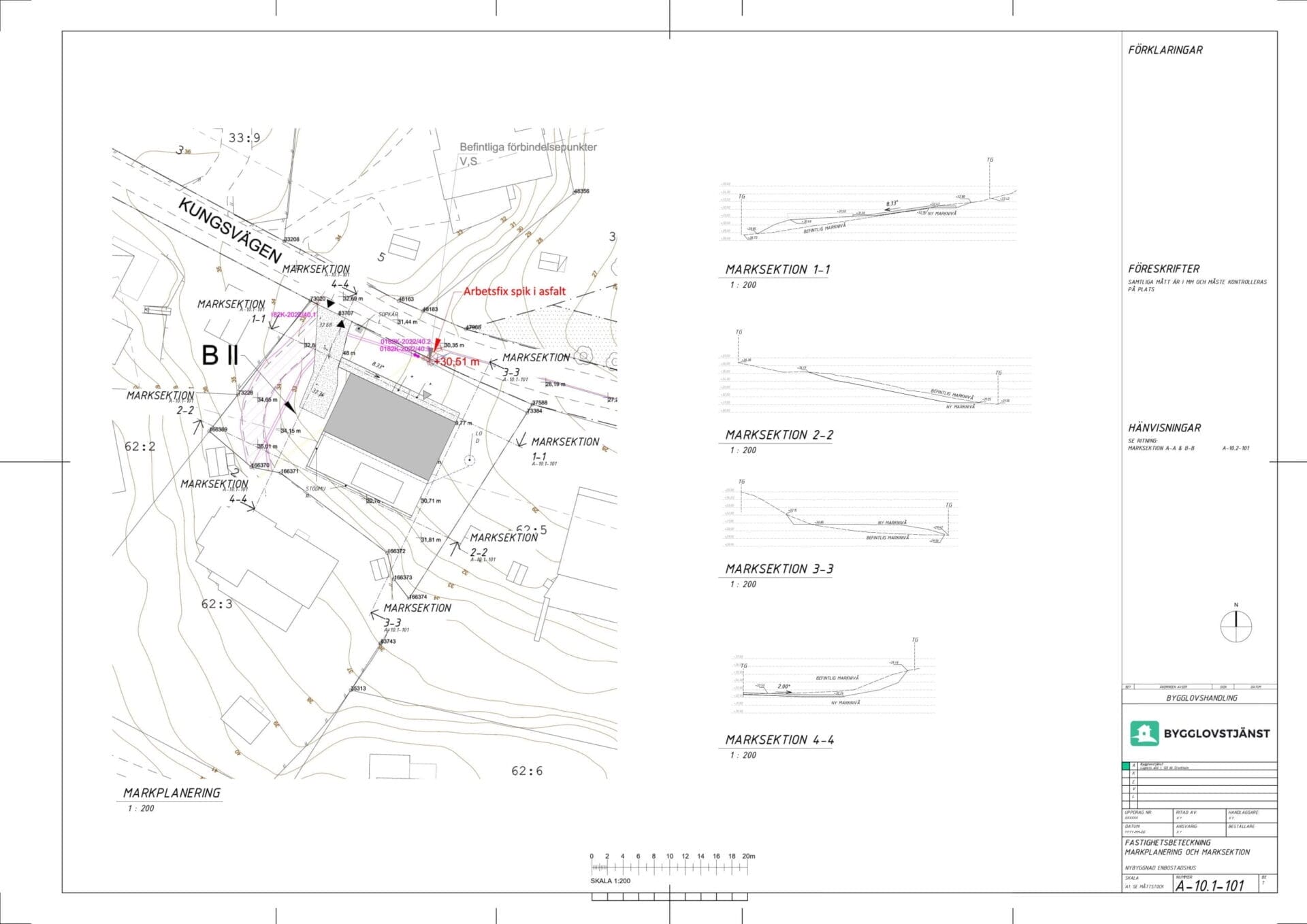 Markplanerings- och marksektionsritning exempel