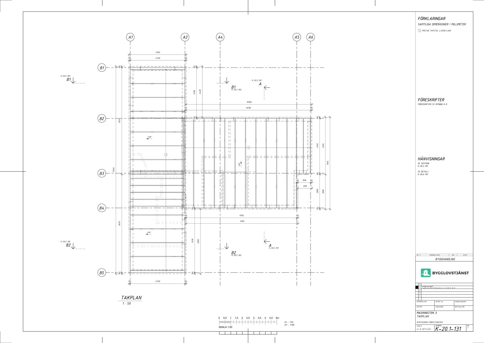 Konstruktionsritningar takplan