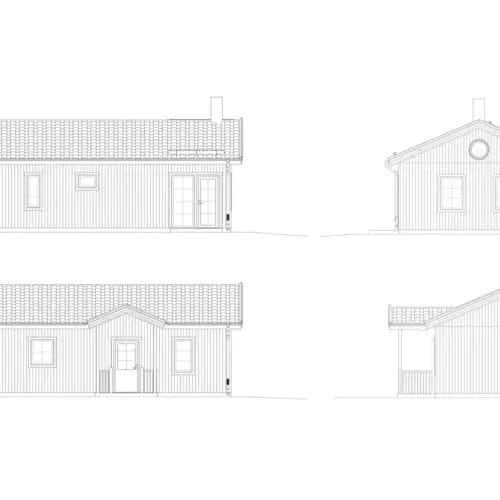 Oscar 5 Fritidshus Oscar fasadritning