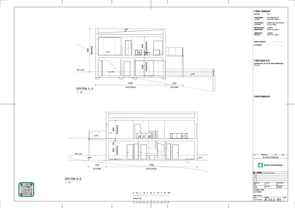 bygglovshandlingar exempel sektioner